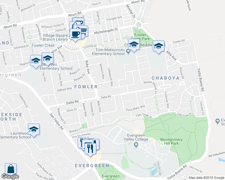 map of restaurants, bars, coffee shops, grocery stores, and more near 4209 Littleworth Way in San Jose