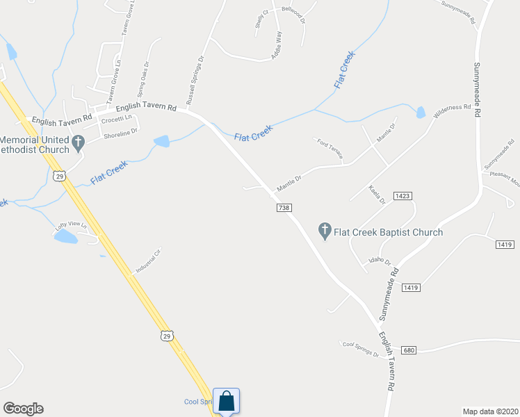 map of restaurants, bars, coffee shops, grocery stores, and more near 15 Jasper Circle in Lynchburg