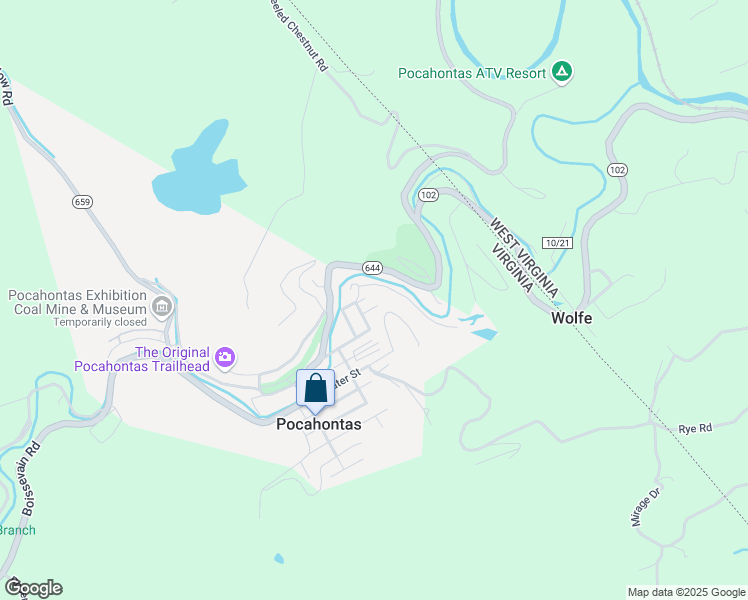 map of restaurants, bars, coffee shops, grocery stores, and more near in Pocahontas