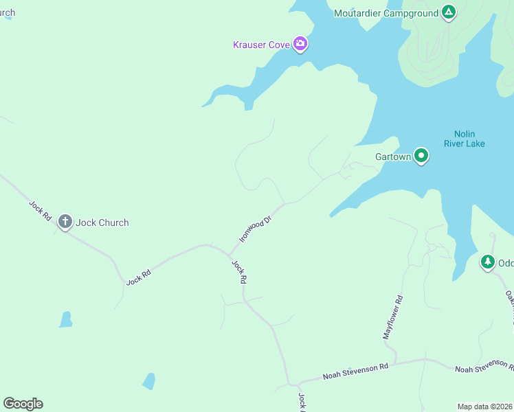 map of restaurants, bars, coffee shops, grocery stores, and more near Jock Road in Bee Spring