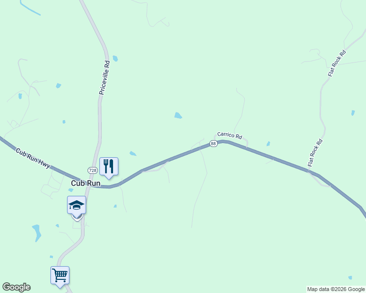 map of restaurants, bars, coffee shops, grocery stores, and more near 12322 Cub Run Highway in Cub Run