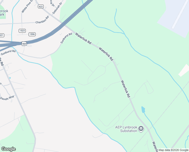 map of restaurants, bars, coffee shops, grocery stores, and more near 1196 Waterlick Road in Lynchburg