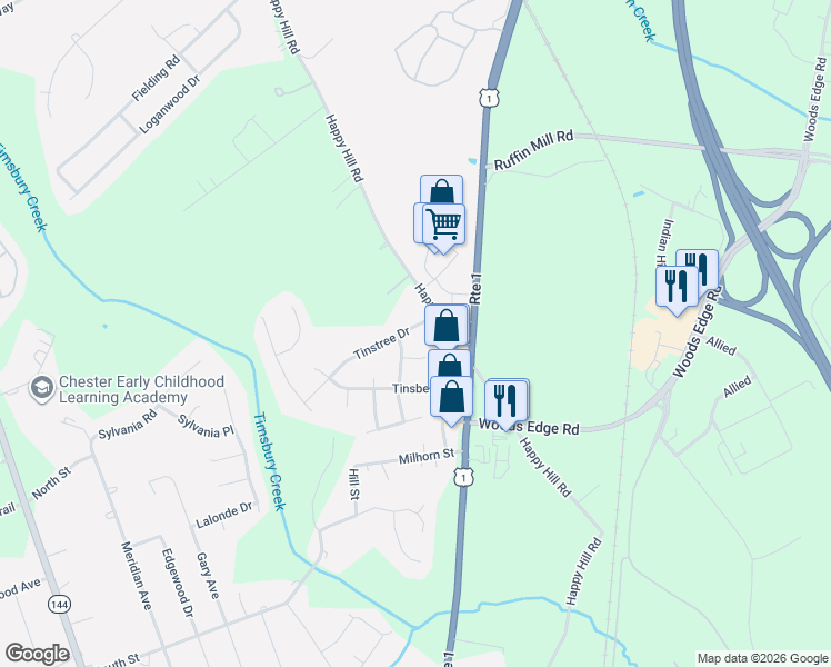 map of restaurants, bars, coffee shops, grocery stores, and more near 2704 Timberline Court in Chesterfield County