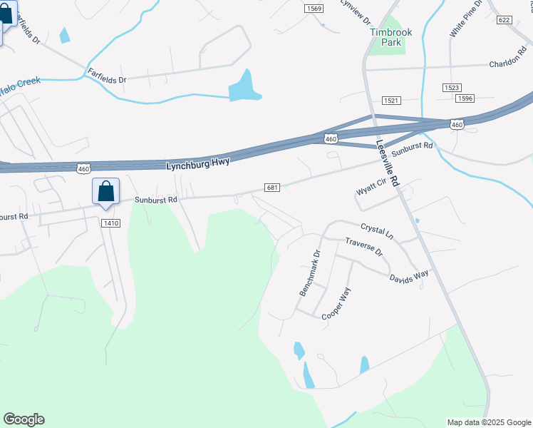 map of restaurants, bars, coffee shops, grocery stores, and more near 47 Pelt Lane in Evington