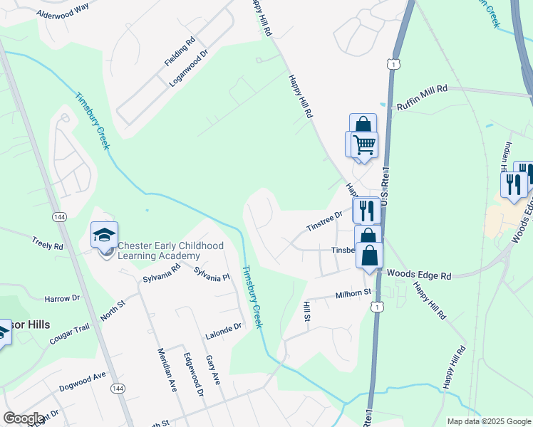 map of restaurants, bars, coffee shops, grocery stores, and more near 15512 Silvertree Court in Chesterfield County