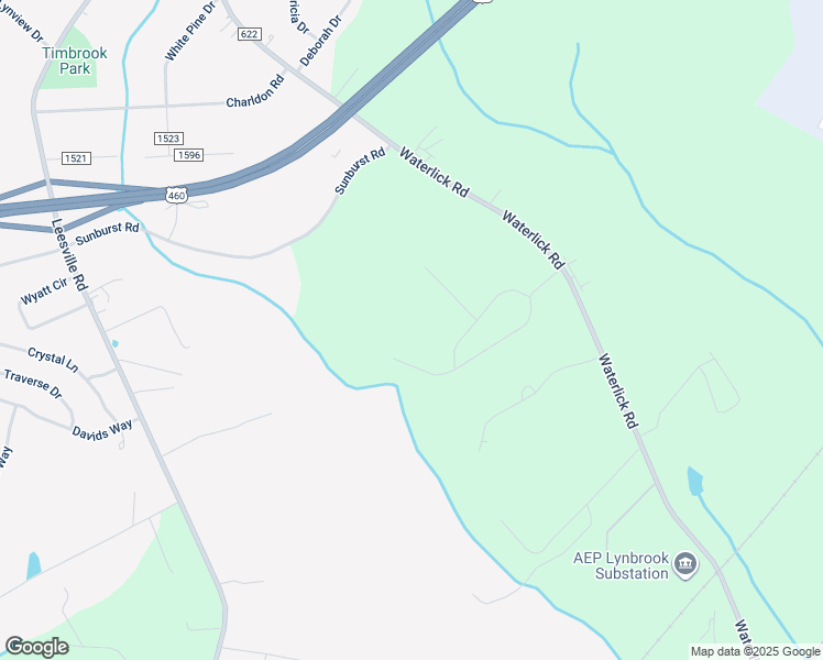 map of restaurants, bars, coffee shops, grocery stores, and more near 1196 Waterlick Road in Lynchburg