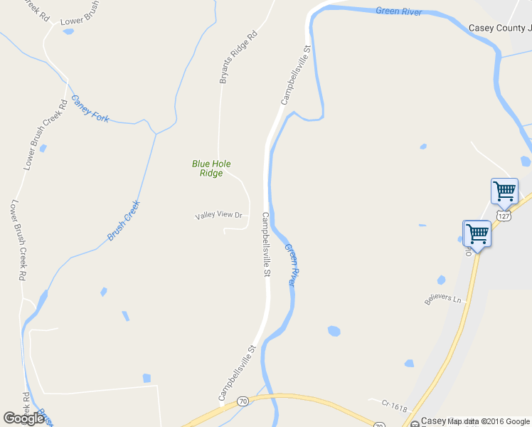 map of restaurants, bars, coffee shops, grocery stores, and more near Campbellsville St in Liberty