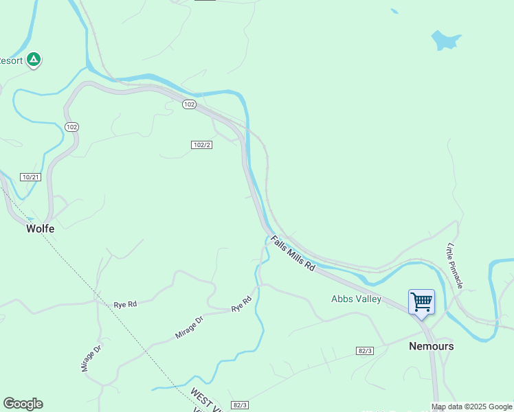 map of restaurants, bars, coffee shops, grocery stores, and more near West Virginia 102 in Mercer County
