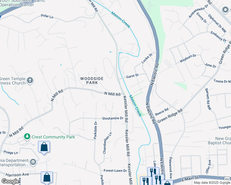 map of restaurants, bars, coffee shops, grocery stores, and more near 1409 North Mill Road in Salem