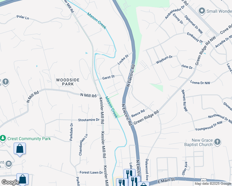 map of restaurants, bars, coffee shops, grocery stores, and more near 1528 Mason Street in Salem