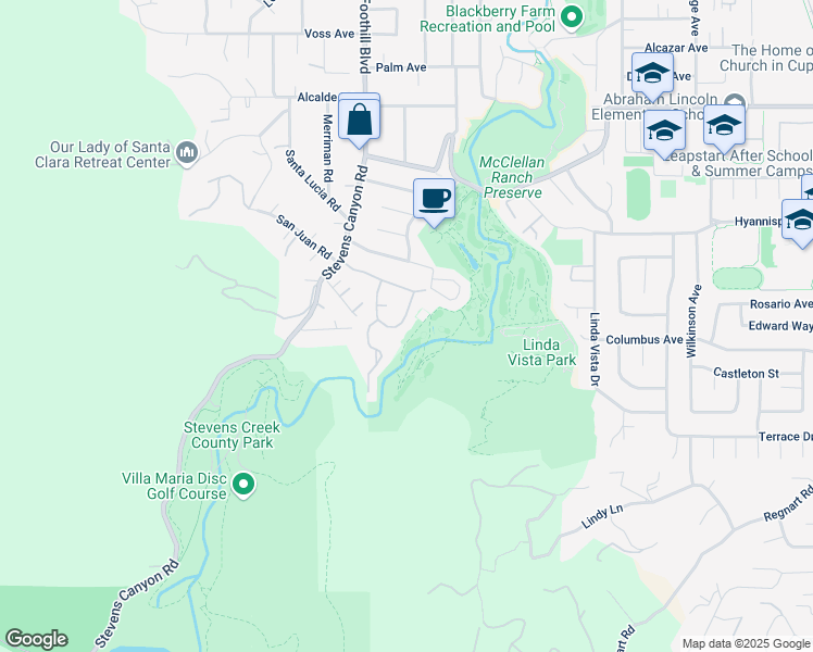 map of restaurants, bars, coffee shops, grocery stores, and more near 10920 Kester Drive in Cupertino