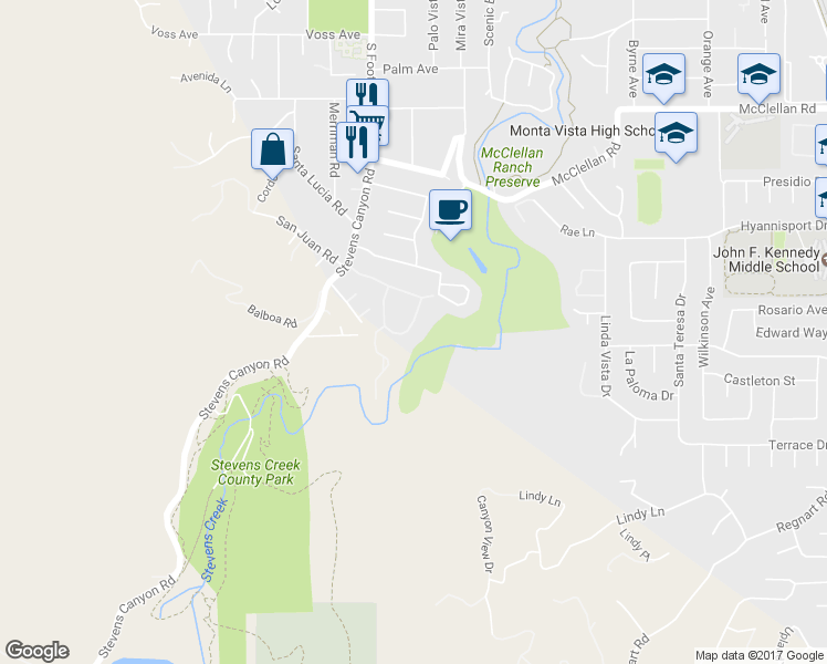 map of restaurants, bars, coffee shops, grocery stores, and more near 10920 Kester Drive in Cupertino