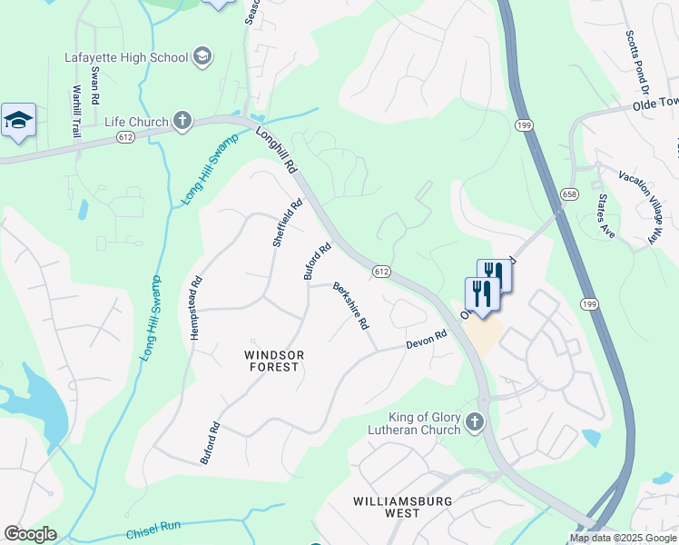 map of restaurants, bars, coffee shops, grocery stores, and more near 38 Berkshire Road in Williamsburg
