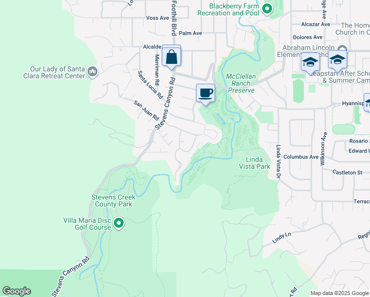 map of restaurants, bars, coffee shops, grocery stores, and more near 10961 Kester Drive in Cupertino