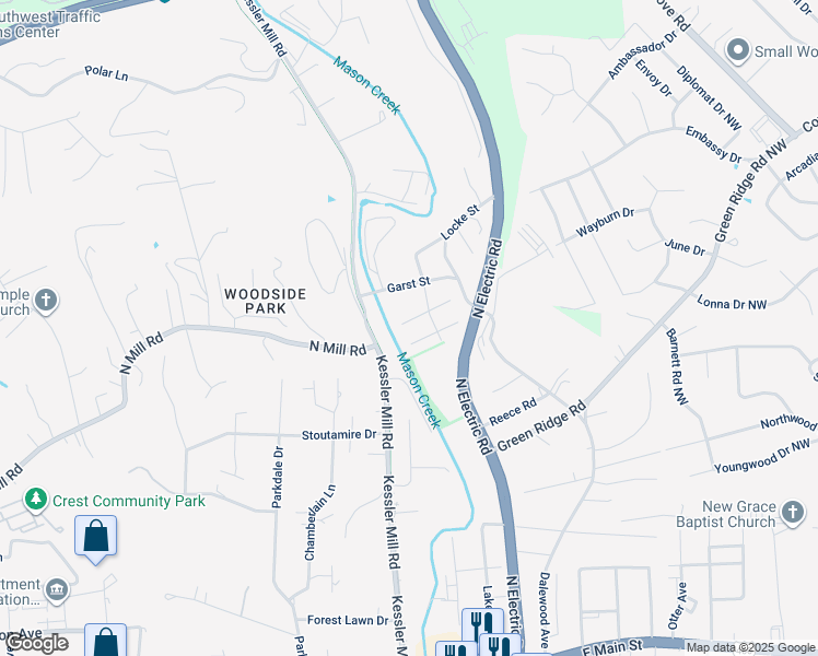 map of restaurants, bars, coffee shops, grocery stores, and more near 1510 Gaines Street in Salem