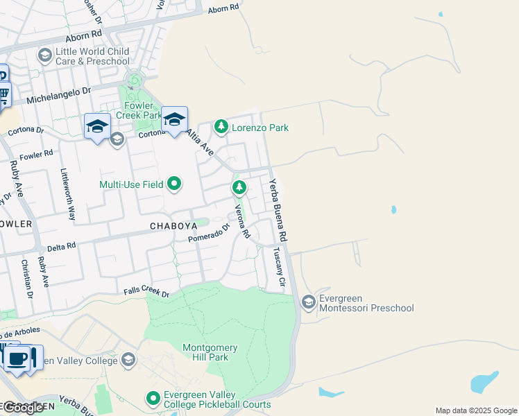 map of restaurants, bars, coffee shops, grocery stores, and more near 3530 Jasmine Circle in San Jose