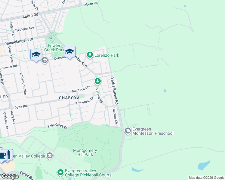 map of restaurants, bars, coffee shops, grocery stores, and more near 3893 Jasmine Circle in San Jose