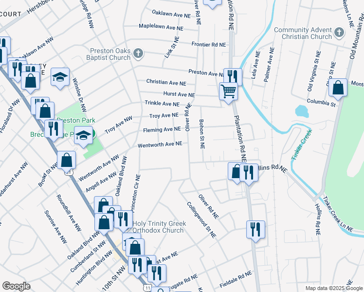 map of restaurants, bars, coffee shops, grocery stores, and more near 315 Wentworth Avenue Northeast in Roanoke