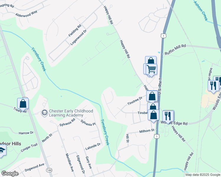 map of restaurants, bars, coffee shops, grocery stores, and more near 15501 Silvertree Court in Chesterfield County