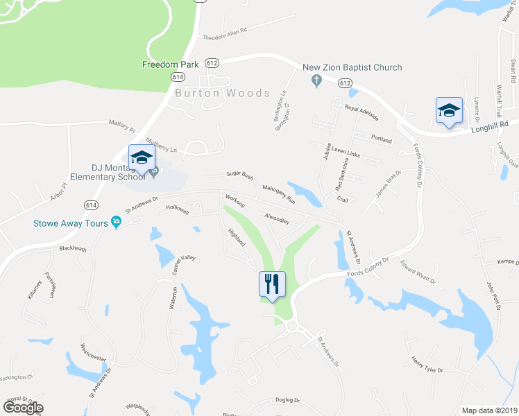 map of restaurants, bars, coffee shops, grocery stores, and more near 156 Alwoodley in Williamsburg