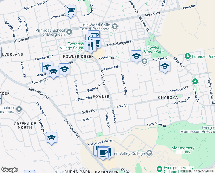 map of restaurants, bars, coffee shops, grocery stores, and more near 3115 Panmure Court in San Jose