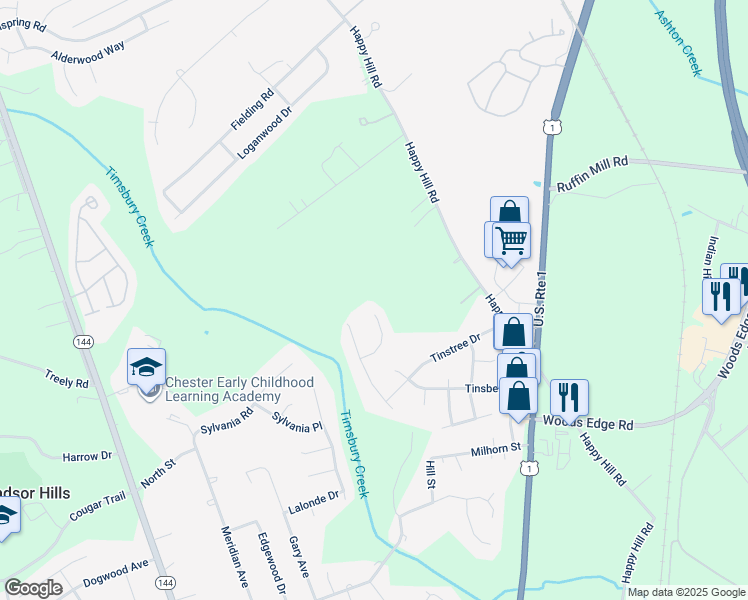 map of restaurants, bars, coffee shops, grocery stores, and more near 15501 Silvertree Court in Chesterfield County