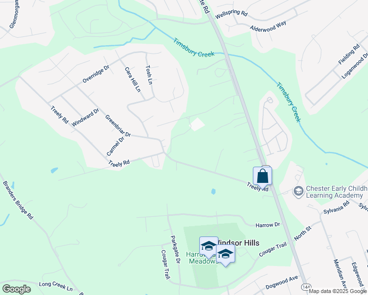 map of restaurants, bars, coffee shops, grocery stores, and more near 4132 Treely Road in Chester