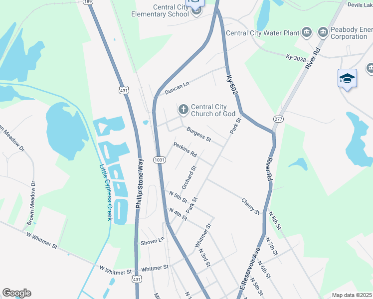 map of restaurants, bars, coffee shops, grocery stores, and more near Perkins Road in Central City