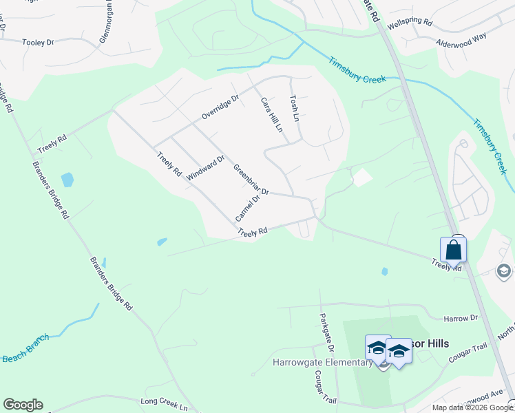 map of restaurants, bars, coffee shops, grocery stores, and more near 4409 Carmel Drive in Chester