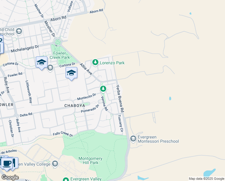 map of restaurants, bars, coffee shops, grocery stores, and more near 3801 Jasmine Circle in San Jose