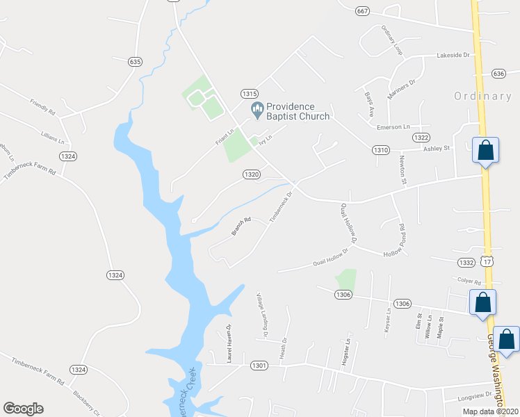 map of restaurants, bars, coffee shops, grocery stores, and more near 6657 Branch Road in Gloucester County