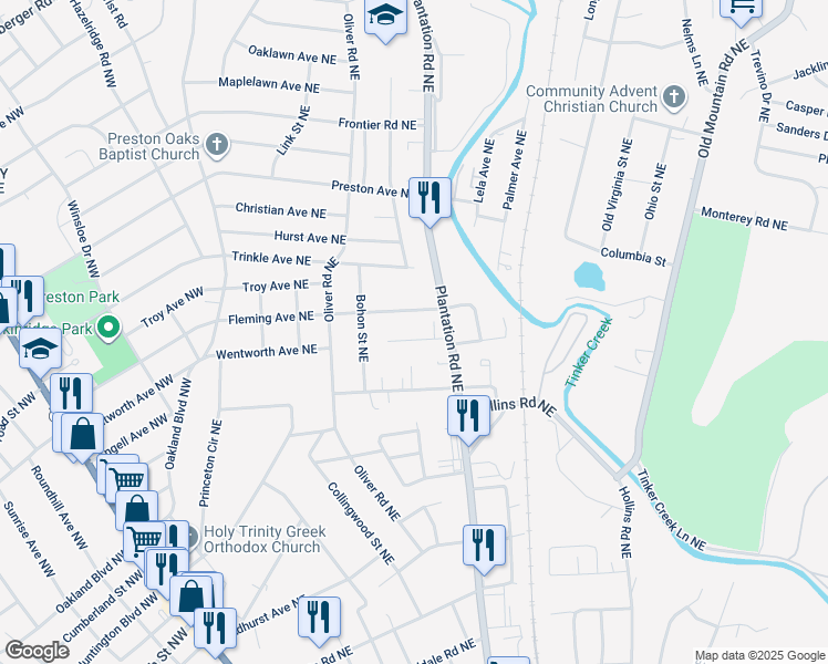 map of restaurants, bars, coffee shops, grocery stores, and more near 520 Wentworth Avenue Northeast in Roanoke