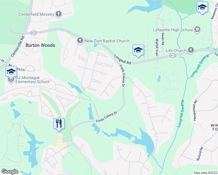 map of restaurants, bars, coffee shops, grocery stores, and more near 2 Thorpe Court in Williamsburg