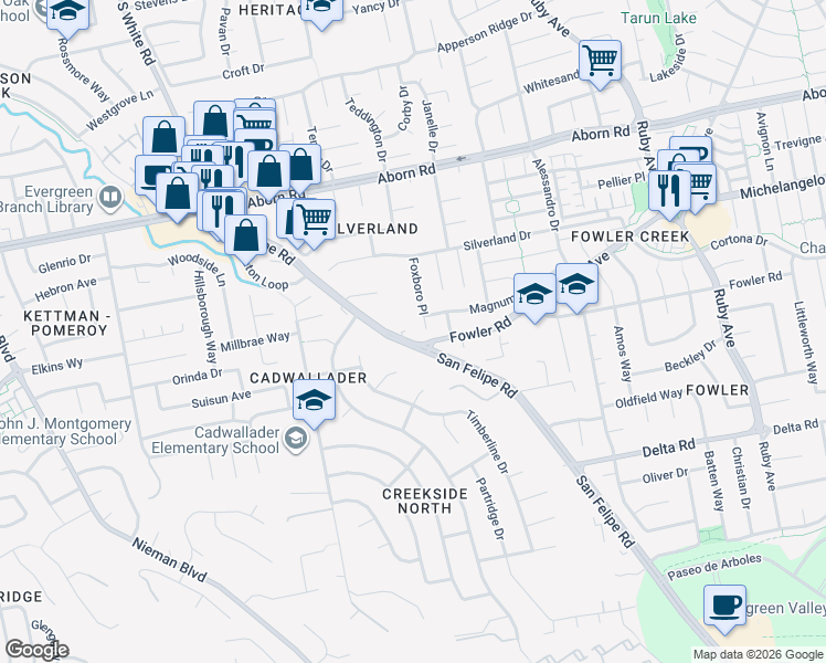map of restaurants, bars, coffee shops, grocery stores, and more near in San Jose