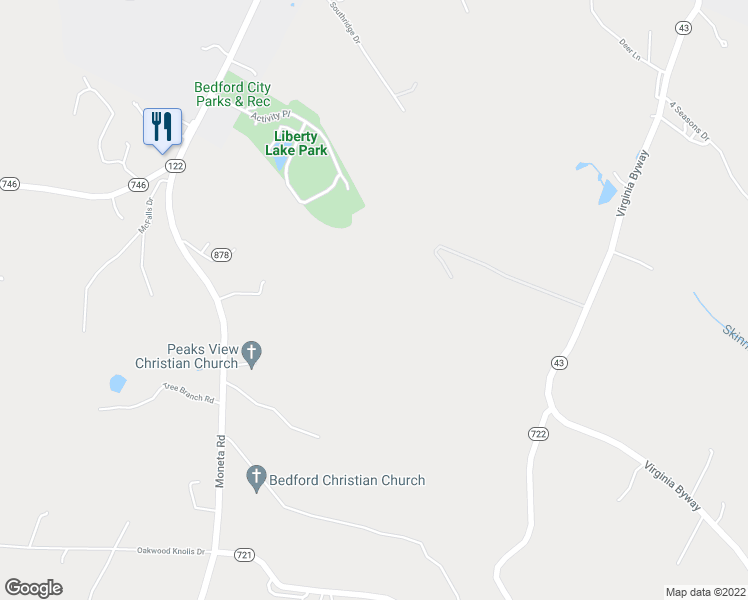 map of restaurants, bars, coffee shops, grocery stores, and more near 1009 5 Forks Road in Bedford