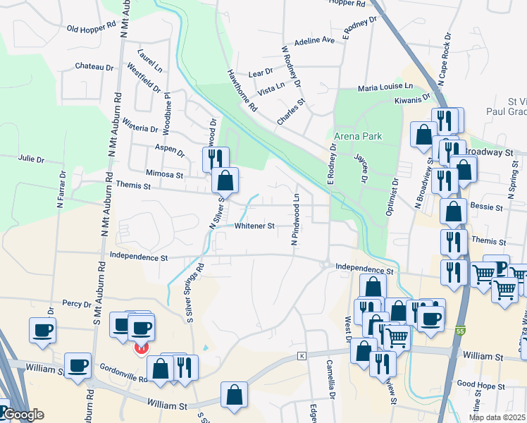 map of restaurants, bars, coffee shops, grocery stores, and more near 2833 Themis Street in Cape Girardeau