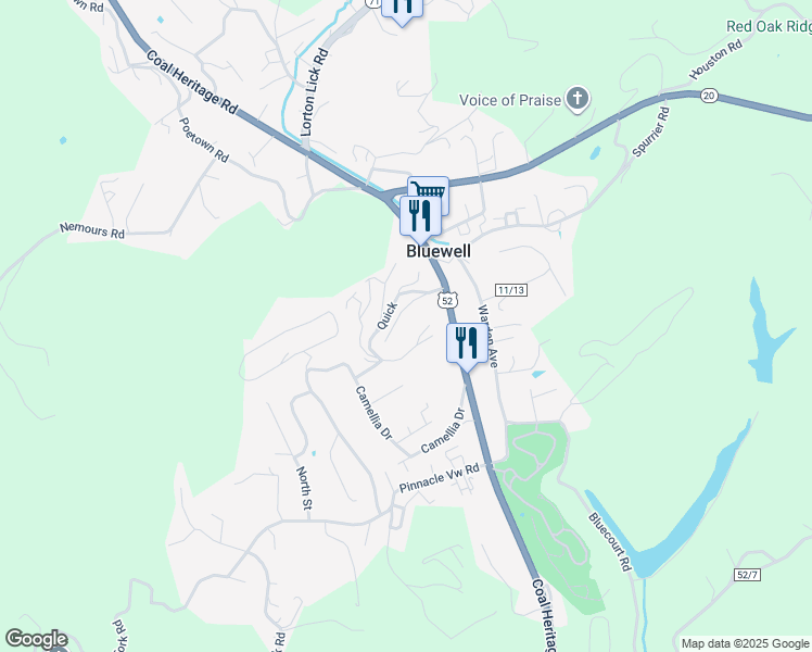 map of restaurants, bars, coffee shops, grocery stores, and more near 179-293 Clearview Avenue in Bluefield