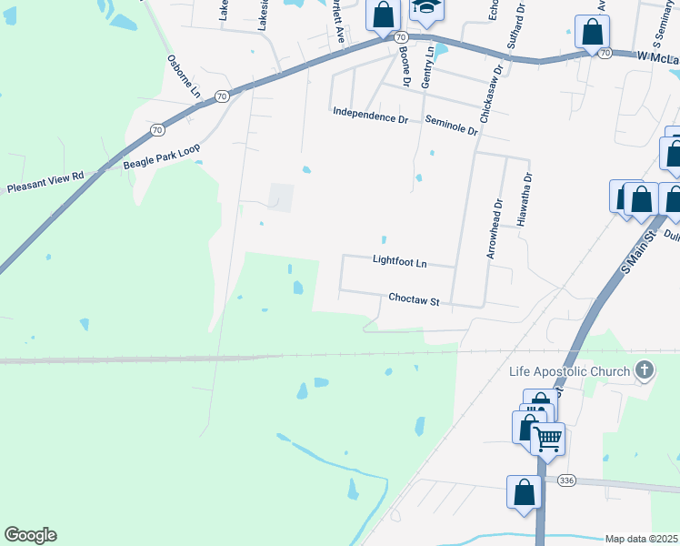 map of restaurants, bars, coffee shops, grocery stores, and more near 600-784 Lightfoot Lane in Madisonville