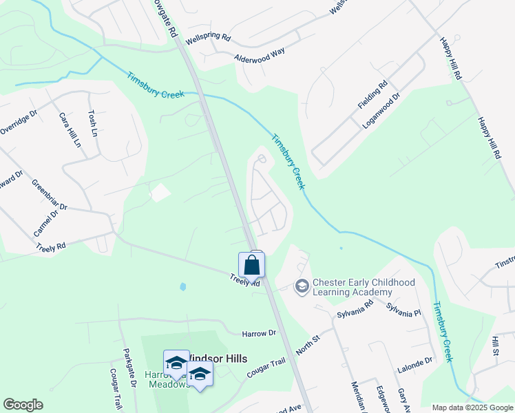 map of restaurants, bars, coffee shops, grocery stores, and more near 15129 Broadwater Way in Chester