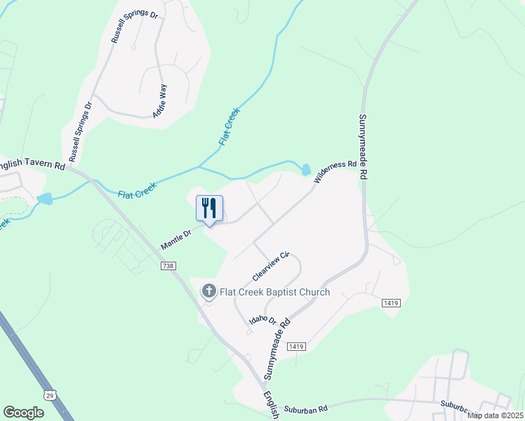 map of restaurants, bars, coffee shops, grocery stores, and more near 37 Heather Drive in Lynchburg