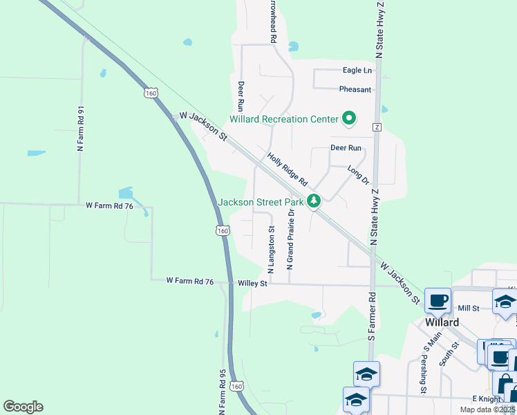 map of restaurants, bars, coffee shops, grocery stores, and more near 116 Arrowhead Road in Willard