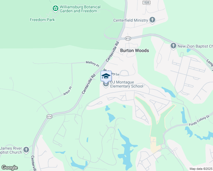 map of restaurants, bars, coffee shops, grocery stores, and more near 5380 Centerville Road in Williamsburg