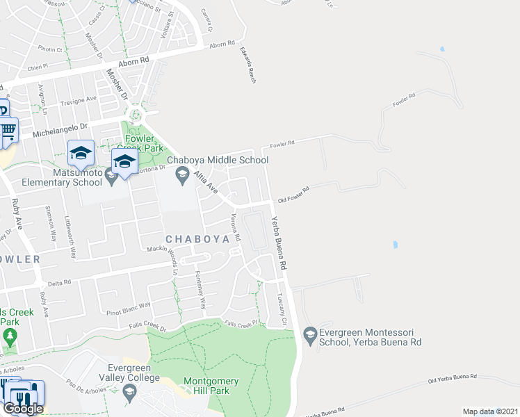 map of restaurants, bars, coffee shops, grocery stores, and more near 3701 Jasmine Circle in San Jose