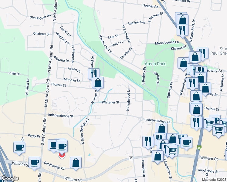 map of restaurants, bars, coffee shops, grocery stores, and more near 2839 Hemlock Court in Cape Girardeau