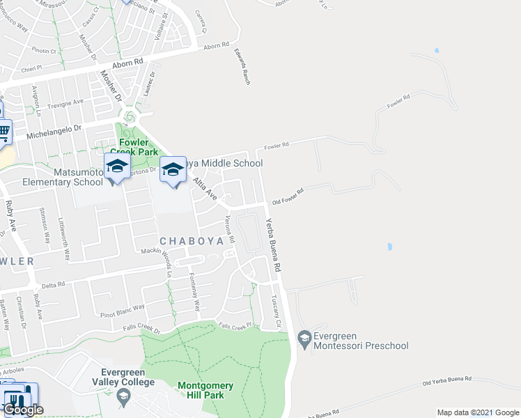 map of restaurants, bars, coffee shops, grocery stores, and more near 3701 Jasmine Circle in San Jose