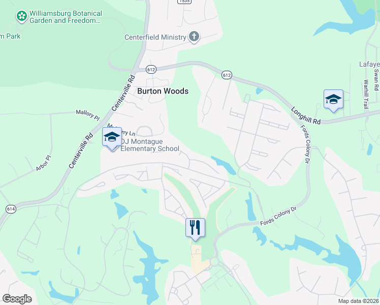 map of restaurants, bars, coffee shops, grocery stores, and more near 104 Sugar Bush in Williamsburg
