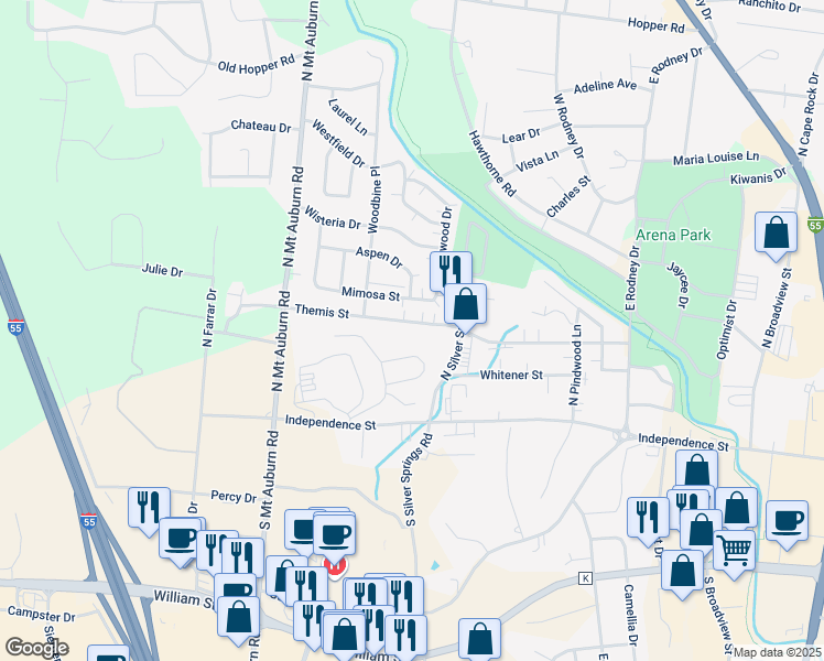 map of restaurants, bars, coffee shops, grocery stores, and more near 3003 Themis Street in Cape Girardeau