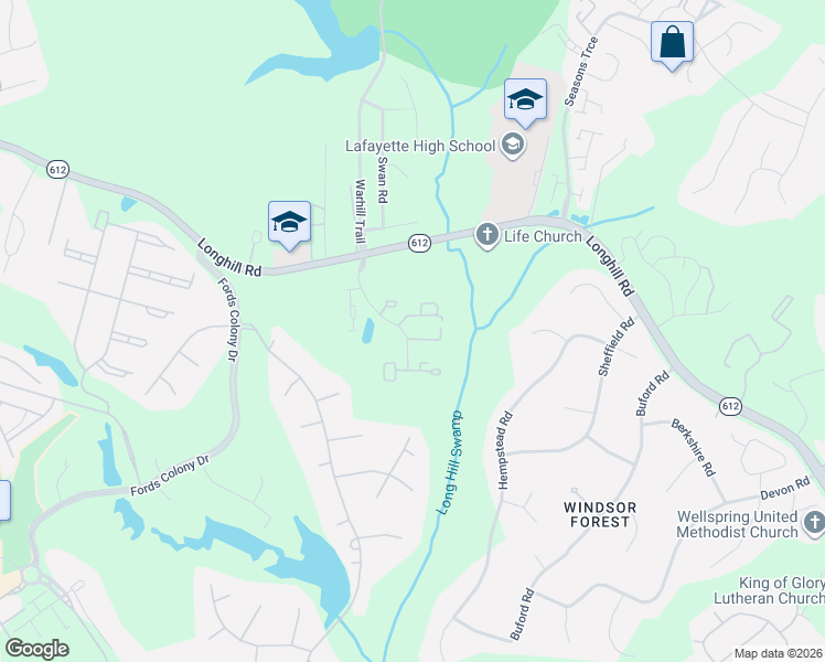 map of restaurants, bars, coffee shops, grocery stores, and more near 8300 Barons Court in Williamsburg