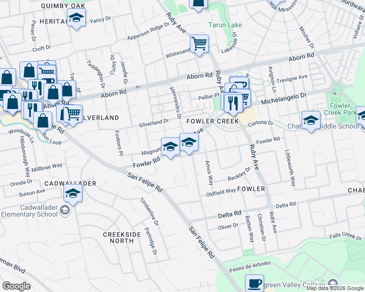 map of restaurants, bars, coffee shops, grocery stores, and more near 3003 Vin Grande Court in San Jose