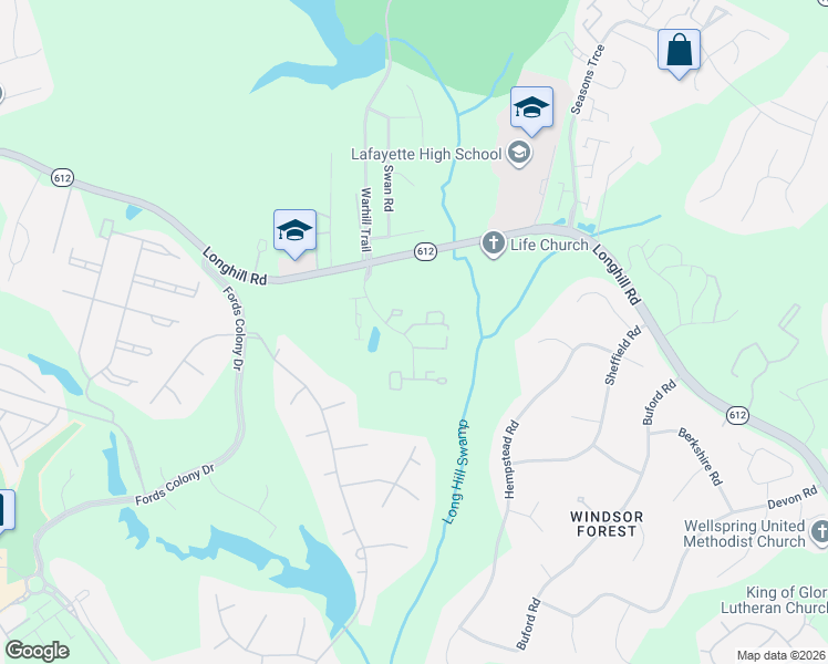 map of restaurants, bars, coffee shops, grocery stores, and more near 8300 Barons Court in Williamsburg